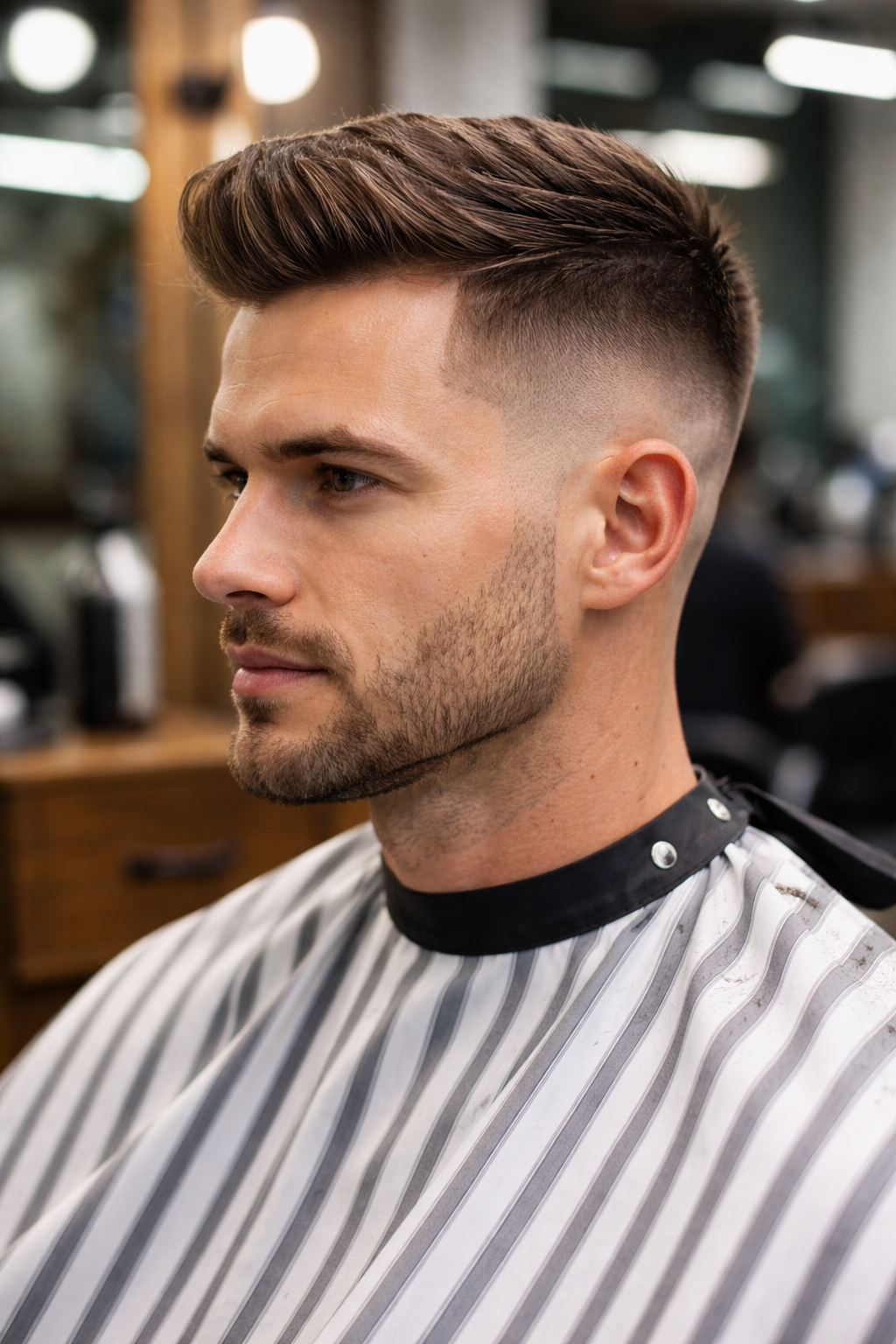 Gast mit frischem Haarschnitt im Salon